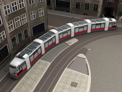 Tram Low Poly metro train Low-poly 3D model