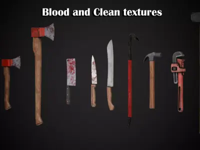 10 Survival Horror Models - Melee Pack - Lowpoly Low-poly 3D model