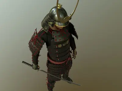 Samurai in armor 3D model