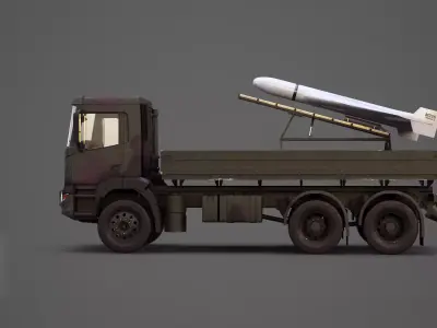 Military Transport Truck with Drone Launcher Geran-2 White 3D model
