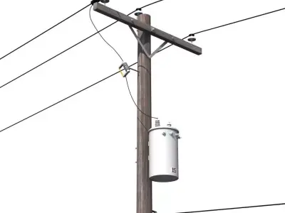 Accurate Utility Pole with Transformer 3D model