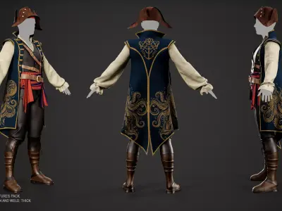 Pirate Captain Attire- ZPRJ-FBX-OBJ Files 3D model