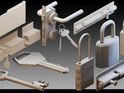 120 Keys and Locks- High detail 3d models 3D model