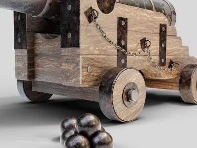 Medieval Cannon Low-poly 3D model by krmtrkgl