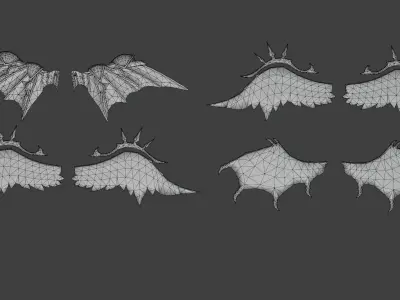 4 wings pack for games Low-poly 3D model