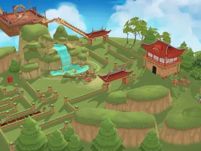 Asia Adventure Islands Low-poly 3D model