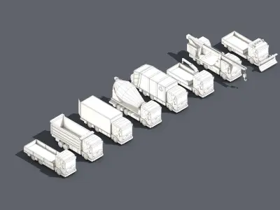Low Poly Truck Pack 01 Isometric Low-poly 3D model