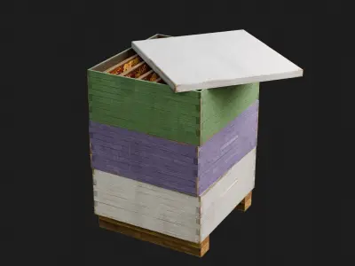 Stacked beehive with 4K Textures 3D model