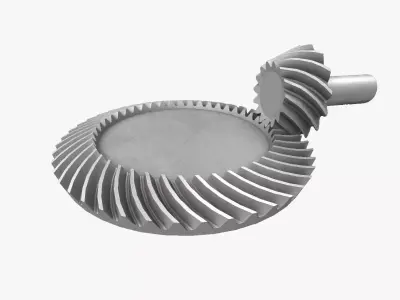 bevel gear with curved teeth Low-poly 3D model