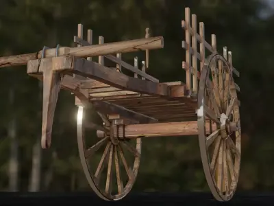 Bullock cart -ancient hand made  3D model