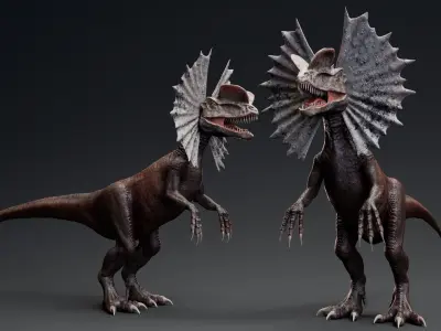 Dinosaur Dilophosaurus Low-poly 3D model