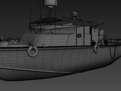 Gunboat military boat Low-poly 3D model