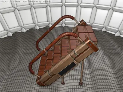 Wood Stairs - Construction Element 8 Low-poly 3D model