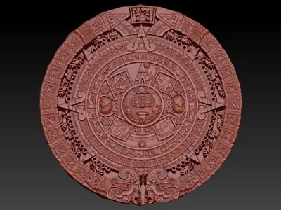 Aztec sun calendar Piedra del Sol  3D print model