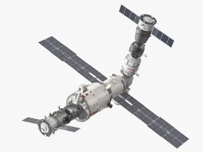 ISS Zvezda Service Module Fully Assembled 3D model