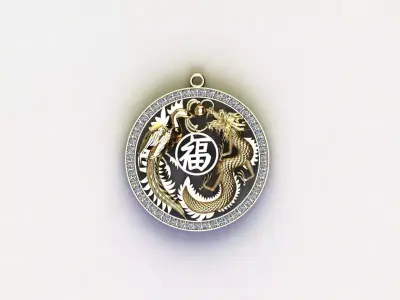 Dragon and Phoenix pendant jewelry  3D model
