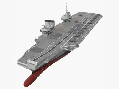 HMS Queen Elizabeth with F35 planes 3D model