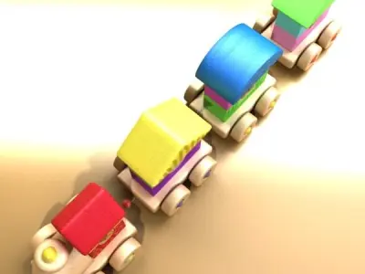 Wooden Toy Train High Res 3D model