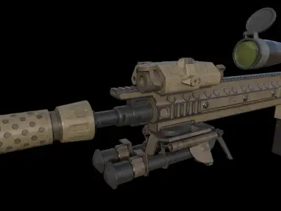 M001K1 Sniper Rifle Low-poly 3D model