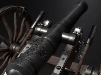 Vintage Cannon - 3D Model  and Textures Low-poly 3D model