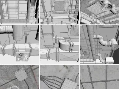 Ventilation system set 02 3D model