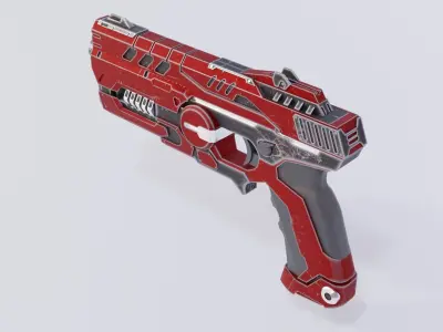 SciFi Pistol Low Poly Game Ready 3D Model Low-poly 3D model