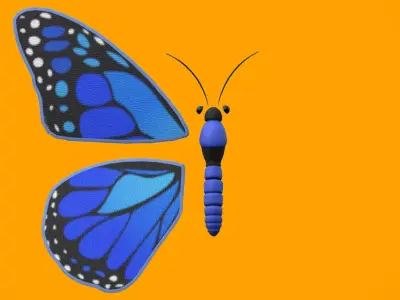 Butterfly Low Poly with Textures Low-poly 3D model