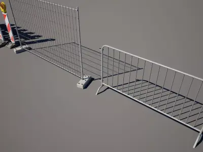Construction Site Barrier and Fence Pack 3D model
