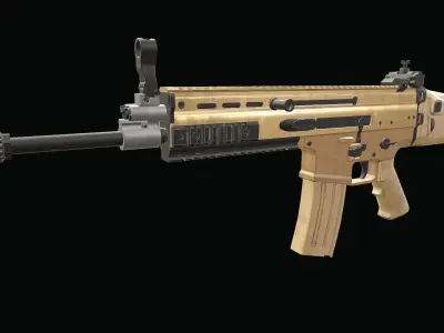 SCAR Rifle Low-poly 3D model