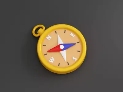 Cartoon Compass Low-poly 3D model