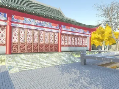 Oriental Architecture Low-poly 3D model