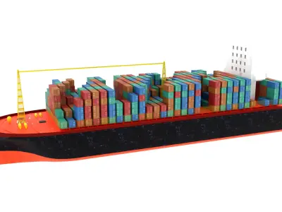 Container Ship  Low-poly 3D model