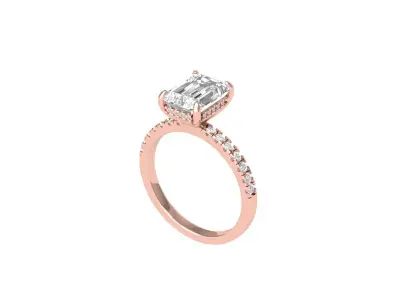 Emerald Solitaire Ring With Side Stone 3D print model