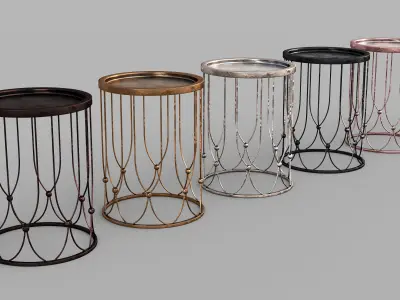 Metallic Side Table Collection - Antique Look 3D model