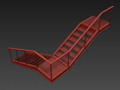 Metal stair with handrail Low-poly 3D model