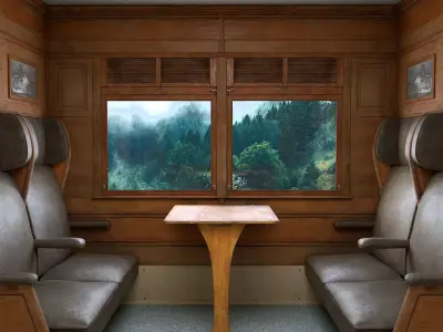 Vintage Train Interior Low-poly 3D model