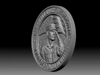 military-themed challenge coin 3D print model