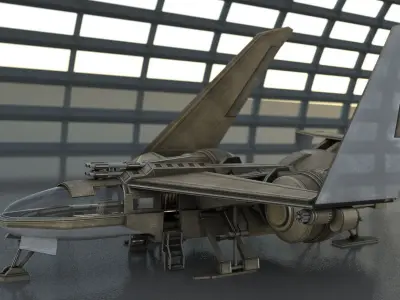 Futuristic Combat Jet Rigged Free low-poly 3D model