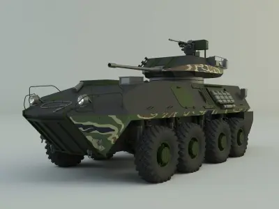 Military vehicle with LAV-25 tires 3D model