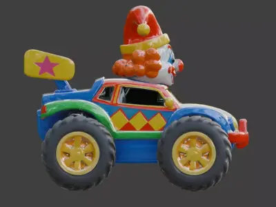 Clown Jester Monster Truck 3D Model Low-poly 3D model