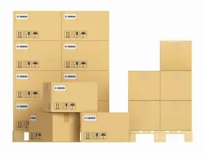 Cardboard boxes on a pallets 3D model