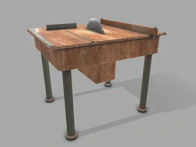 Old Circular Saw Bench  Low-poly 3D model