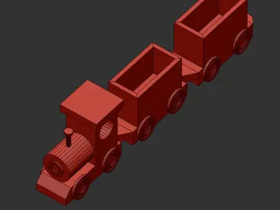 Toy train wood Low-poly 3D model