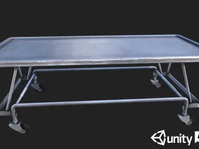 Old Hospital Steel Gurney Low-poly 3D model