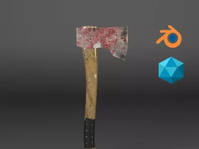 Bloody Hatchet Rusted Survival Hatchet Low-poly 3D model
