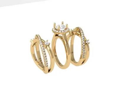 Solitair Ring Bridal Set 3D print model 34