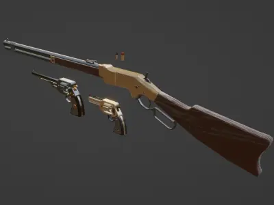 weapon revolver winchester Low-poly 3D model
