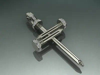 Cross NAIL Pendant with the stones 3d print model 3D print model