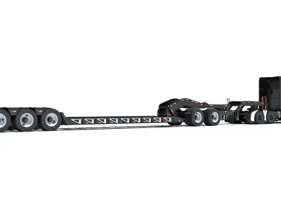 Heavy Truck with Lowboy Trailer 3D model buy