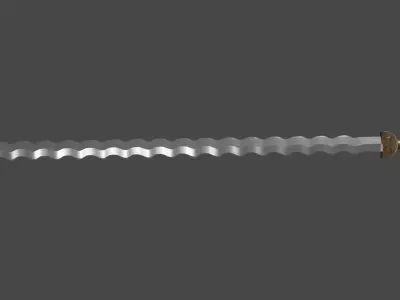 Flamberge sword with Gladius handle Low-poly 3D model